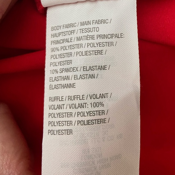 NWOT, H by Halston Red VNeck Assymetrical Hemline Midi Dress Women’s Size XS - Picture 10 of 14